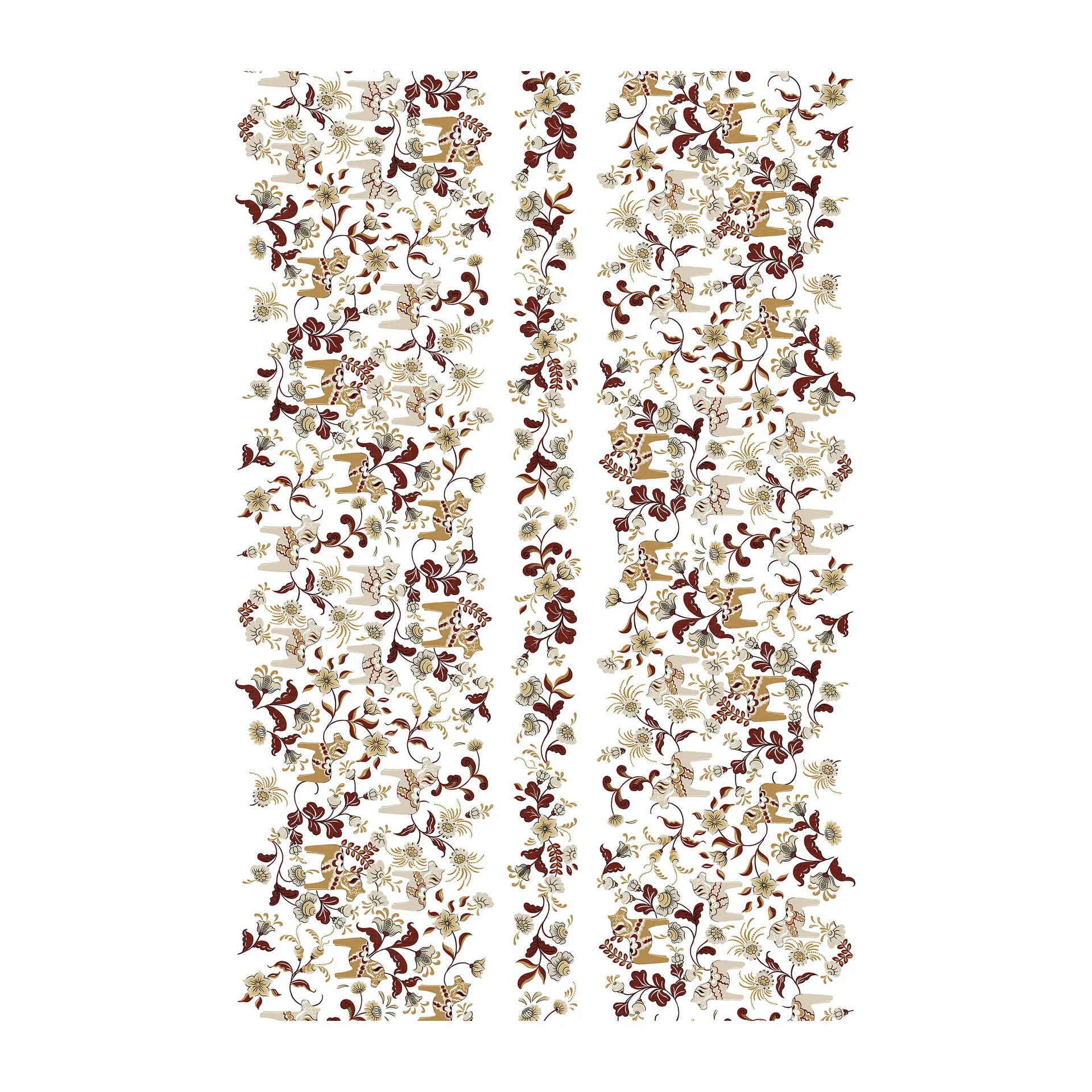 Tissu Leksand Bård, Rouge;Beige Arvidssons Textil