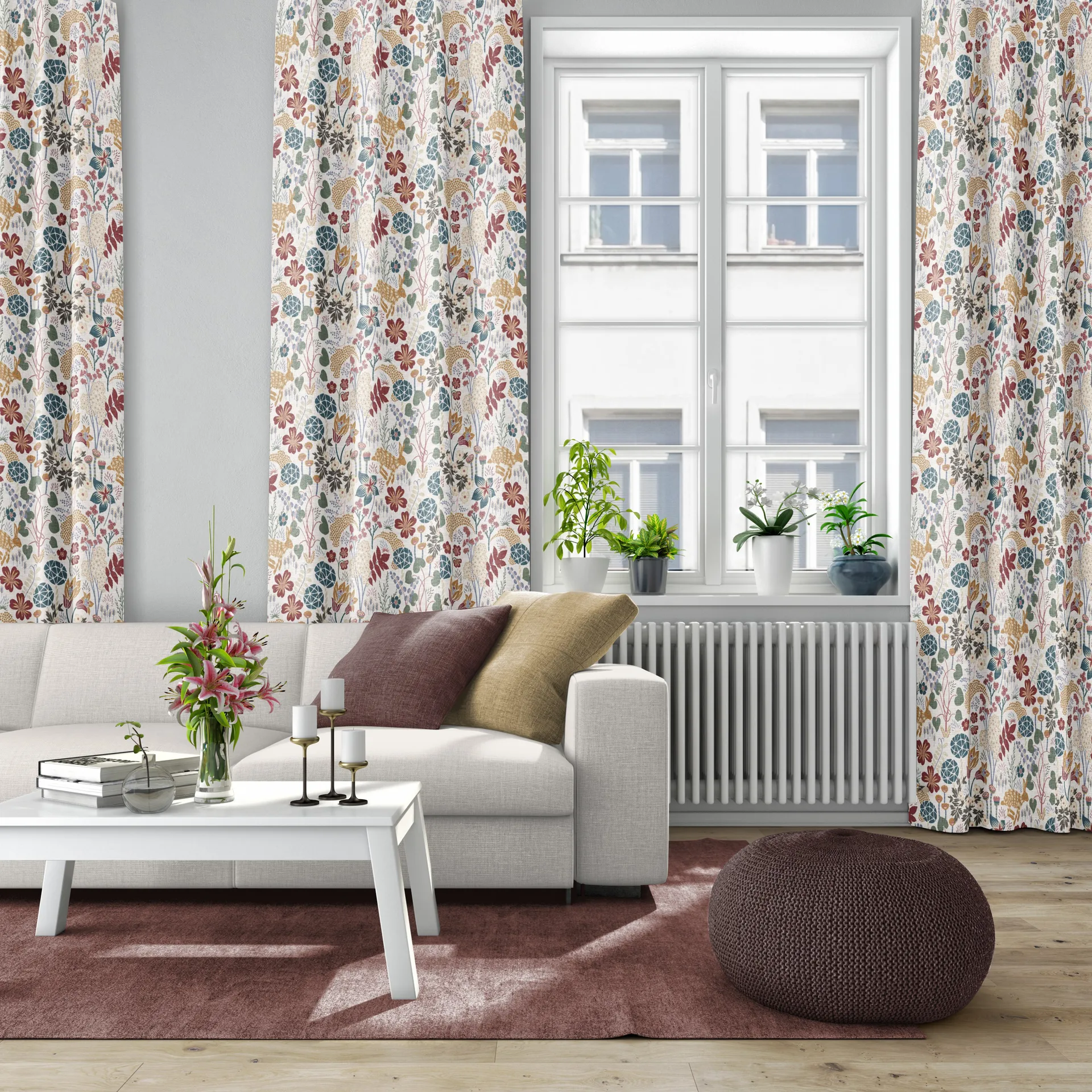 Tissu Lyckeflyckt, Rouille-marron Arvidssons Textil