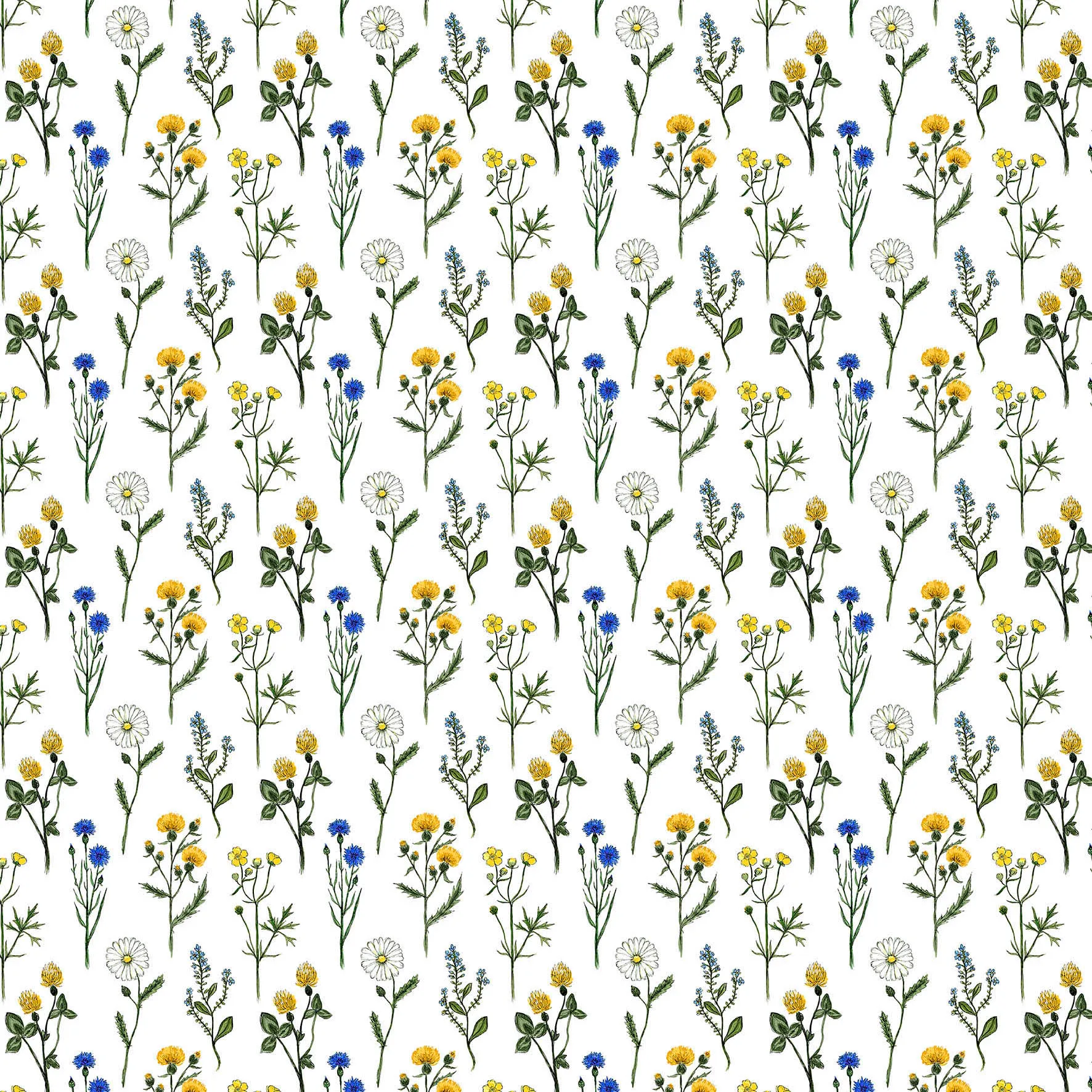 Tissu Midsommar, Jaune-bleu Arvidssons Textil