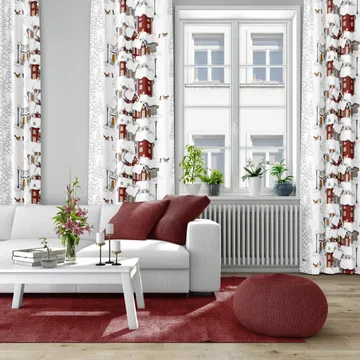 Tissu Mikkel - Blanc cassé-gris-rouge - Arvidssons Textil