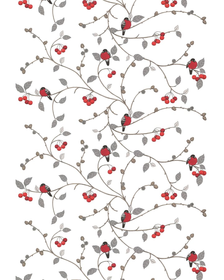 Tissu Paradisäpplen - Blanc cassé-gris-rouge - Arvidssons Textil