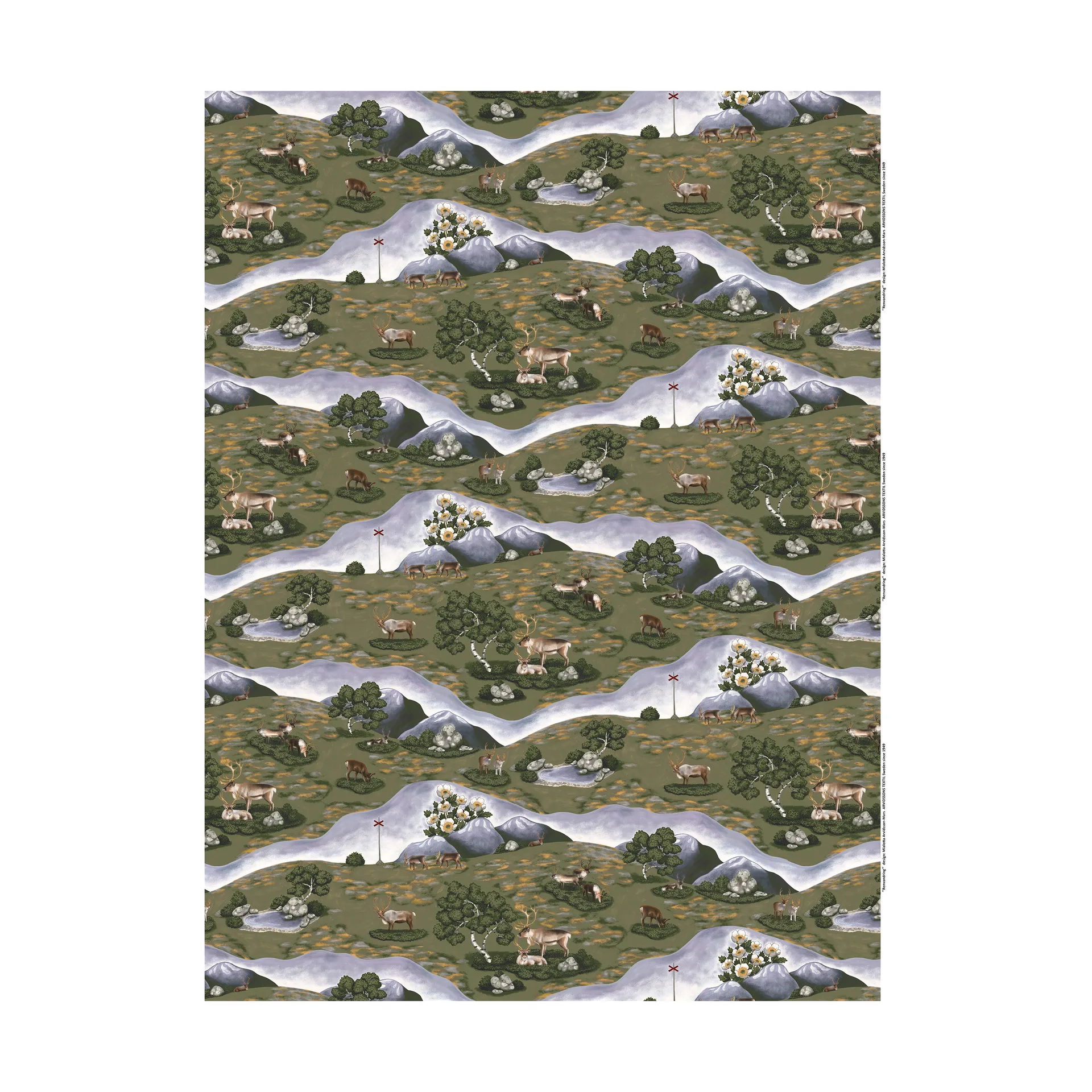 Tissu Renvandring, Vert foncé Arvidssons Textil