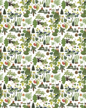 Tissu Skogsliv - Vert - Arvidssons Textil