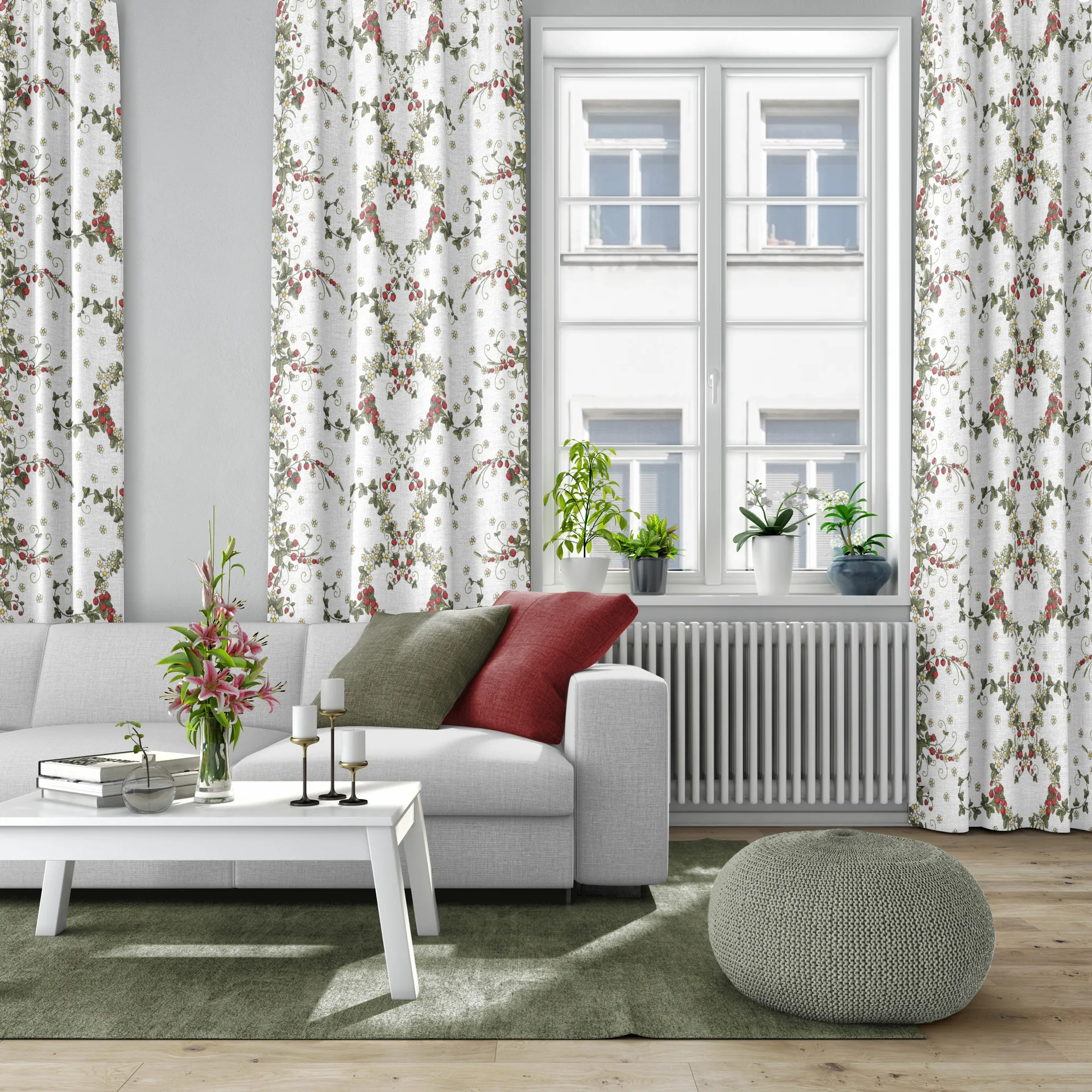 Tissu Smultronstället, Blanc cassé Arvidssons Textil