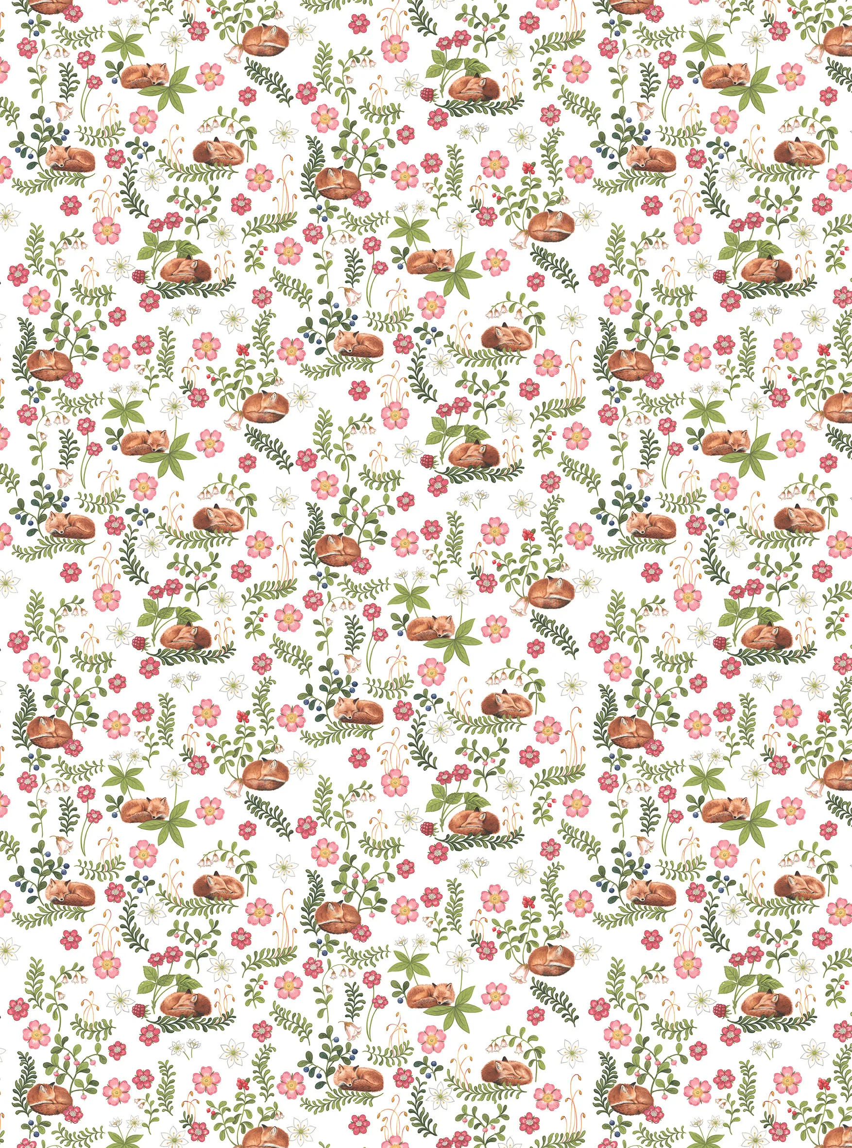 Tissu Sova räv, Vert-Rose Arvidssons Textil