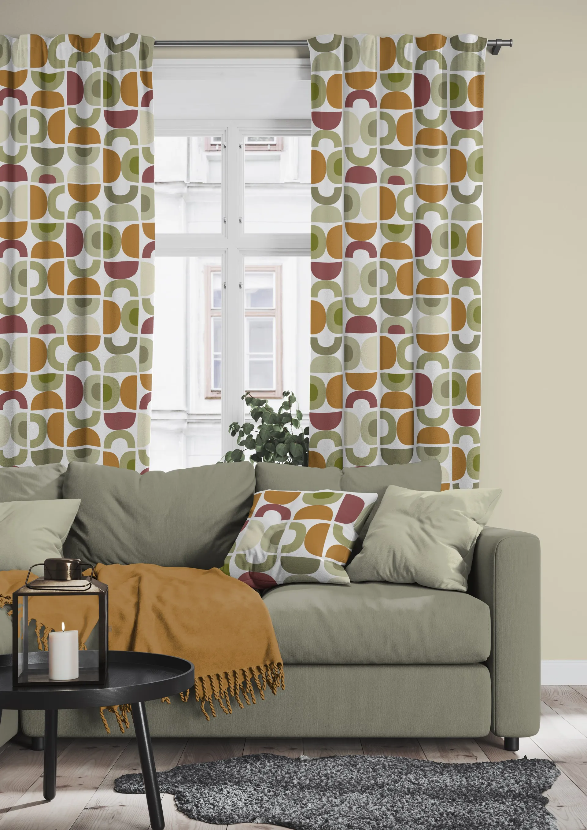 Tissu Spiraldans, Beige Arvidssons Textil