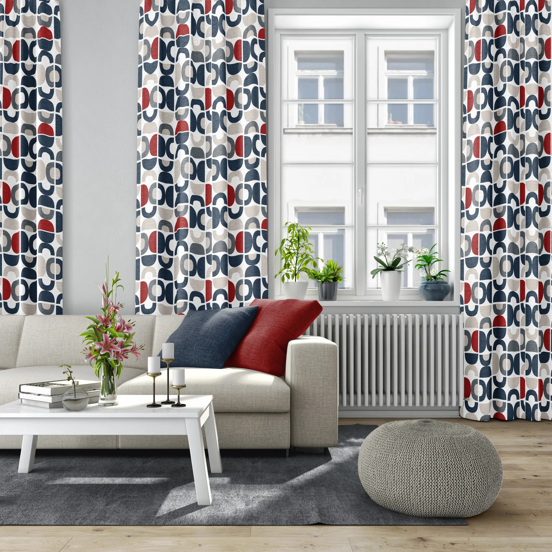 Tissu Spiraldans, Bleu Arvidssons Textil