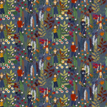 Tissu Trädgård - Bleu - Arvidssons Textil