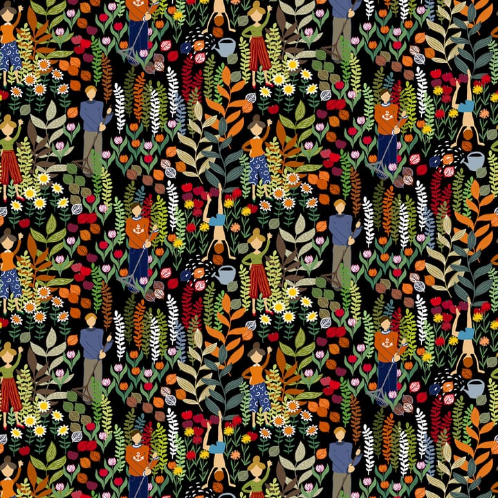 Tissu Trädgård - Noir-multi - Arvidssons Textil