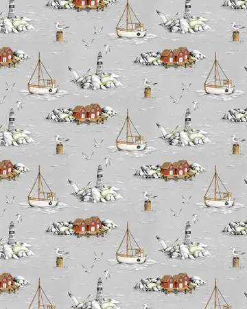 Toile cirée Fiskeskär - Gris - Arvidssons Textil