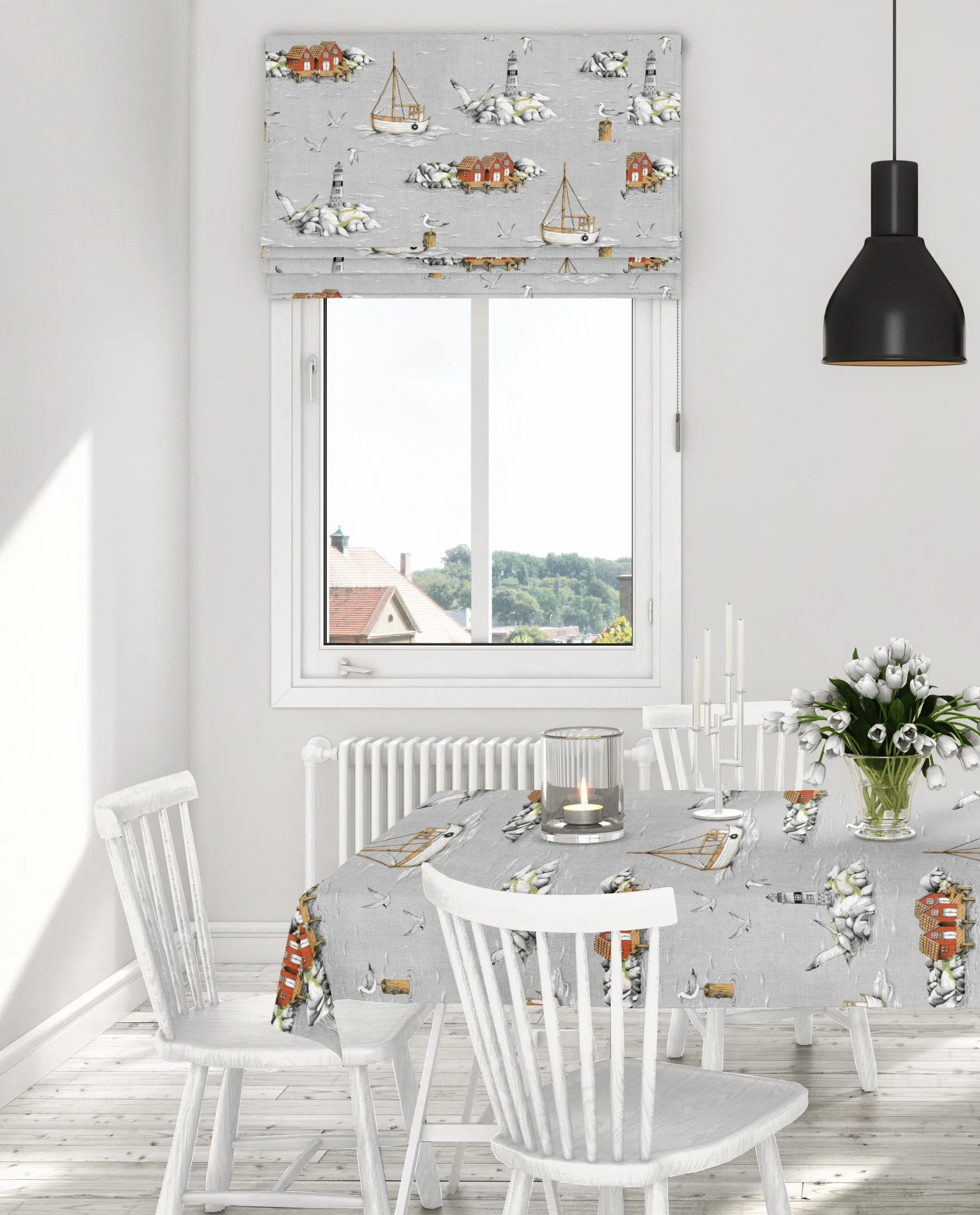 Toile cirée Fiskeskär, Gris Arvidssons Textil