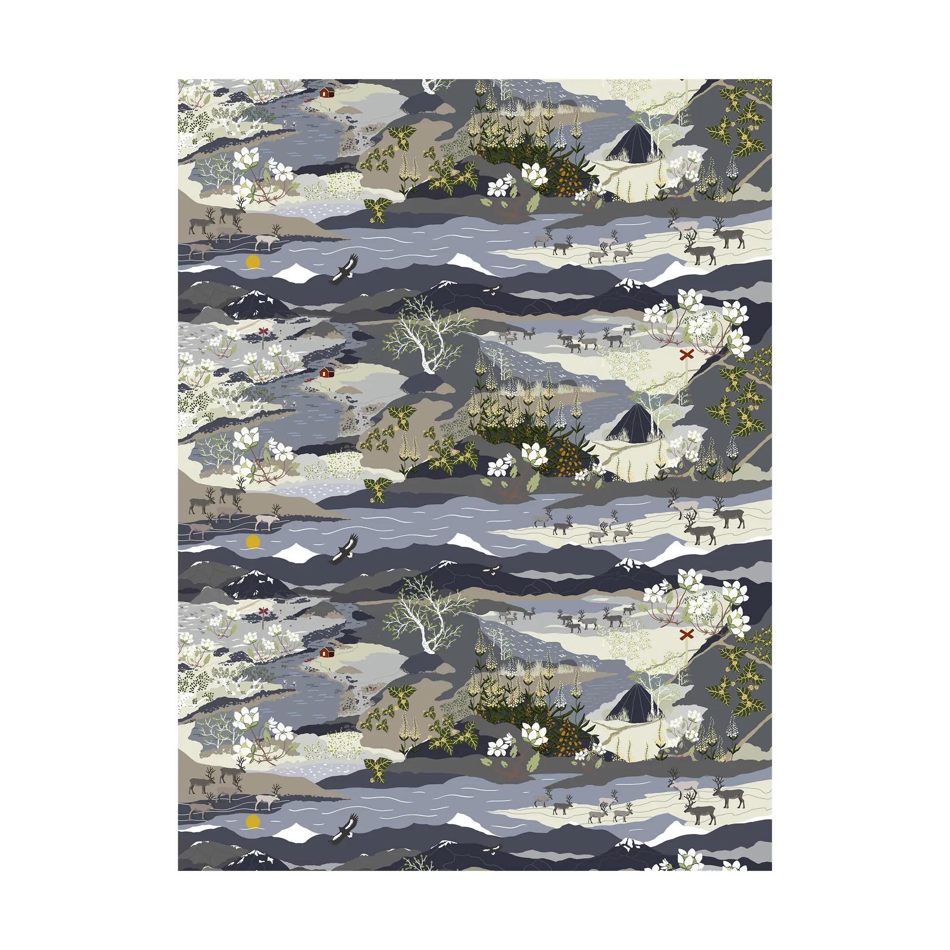 Toile cirée Fjällvandring, Bleu Arvidssons Textil