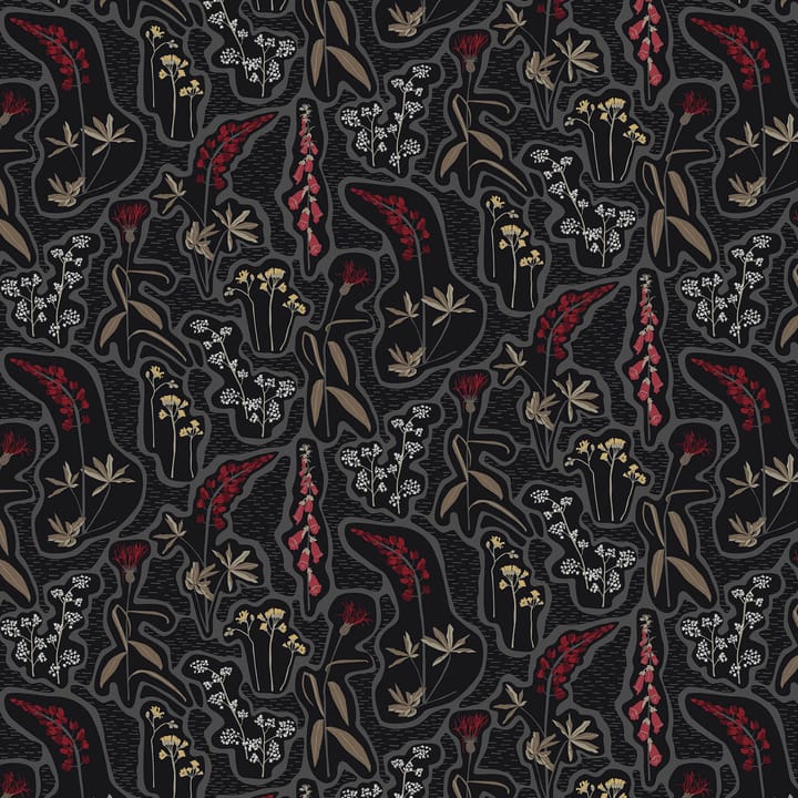 Toile cirée Florens, Noir-rouge Arvidssons Textil