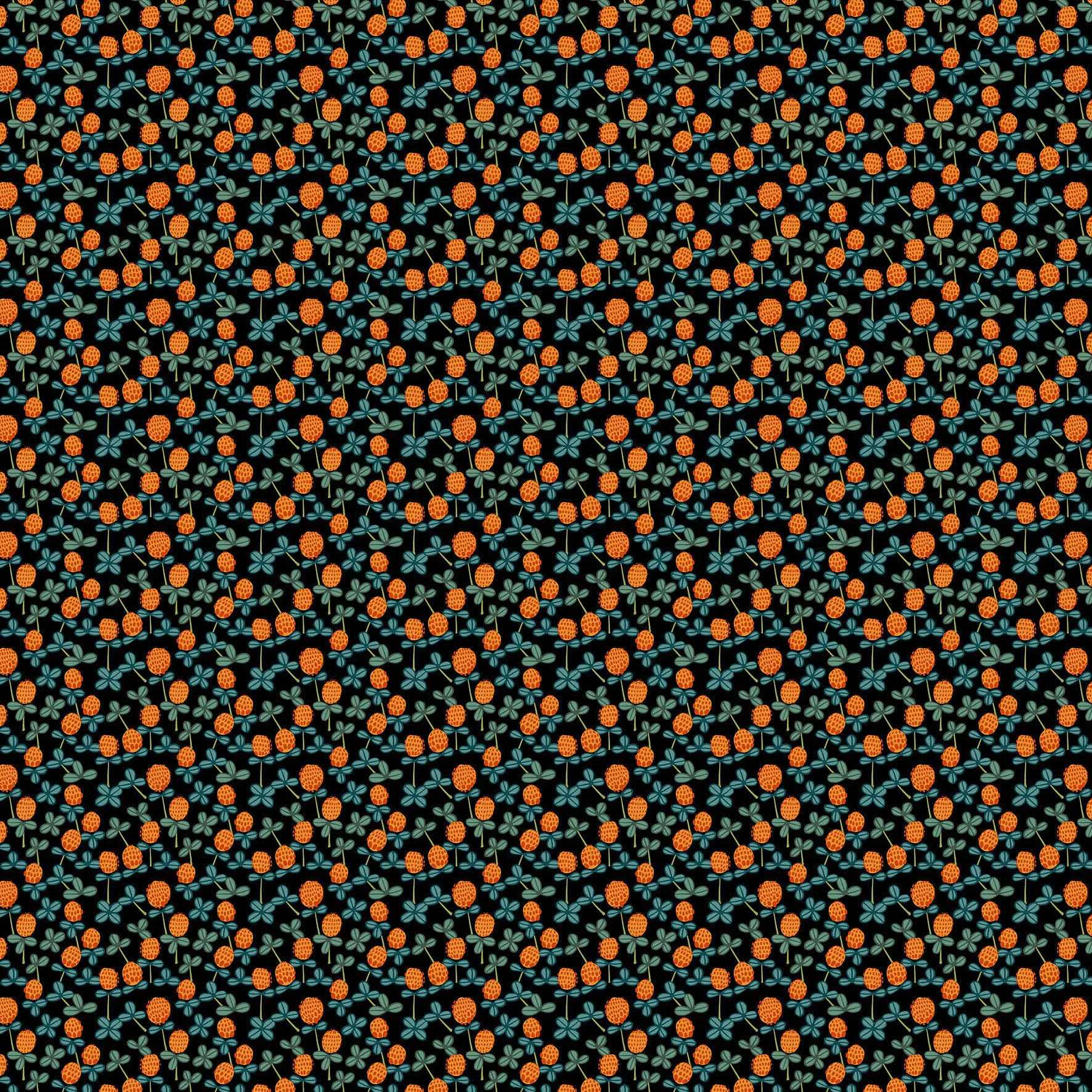 Toile cirée Klöveräng, Orange-noir Arvidssons Textil