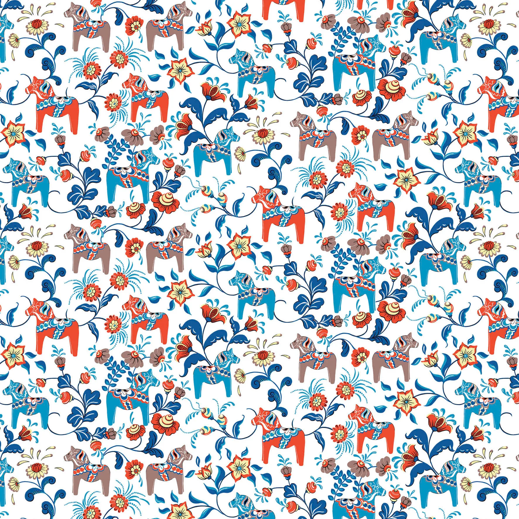 Toile cirée Leksand, Bleu-Orange Arvidssons Textil