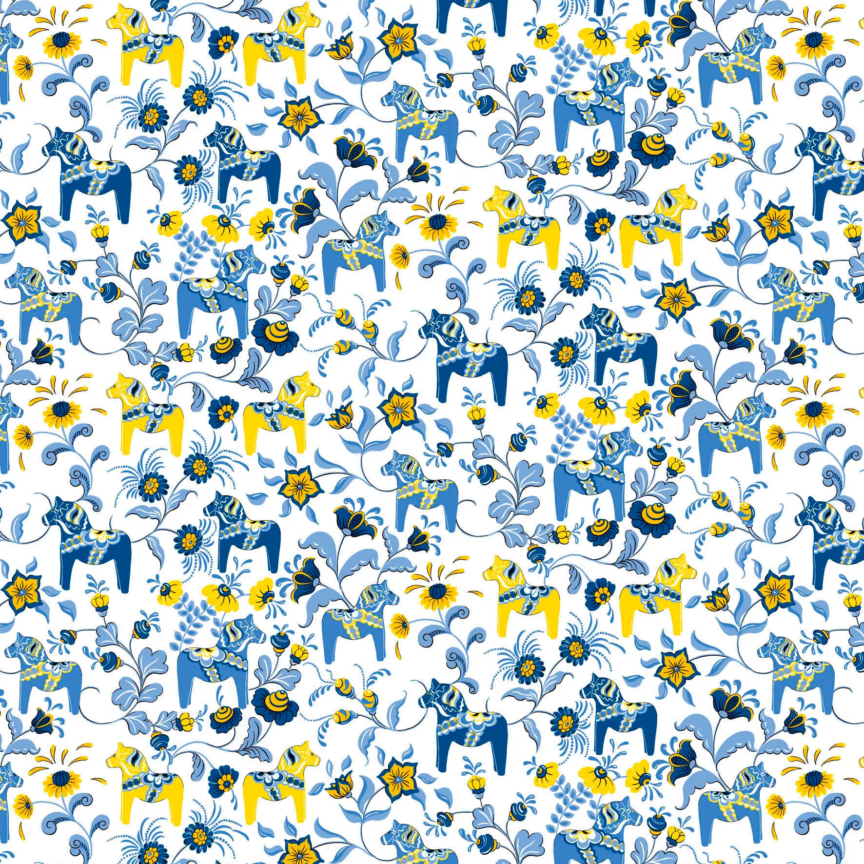 Toile cirée Leksand, Jaune-bleu Arvidssons Textil