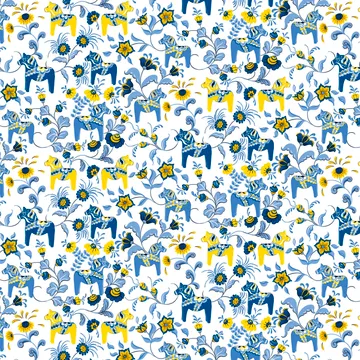 Toile cirée Leksand - Jaune-bleu - Arvidssons Textil