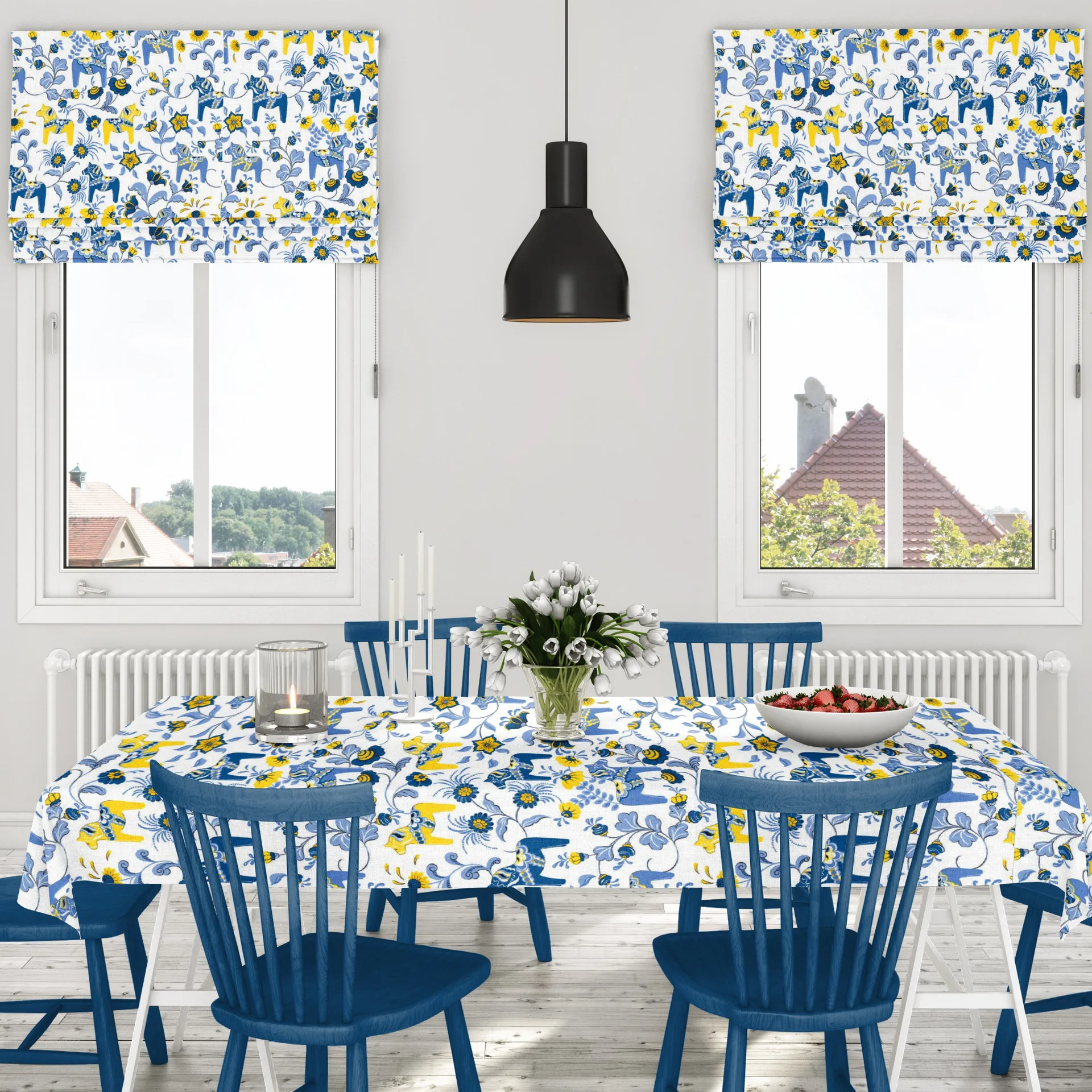 Toile cirée Leksand, Jaune-bleu Arvidssons Textil