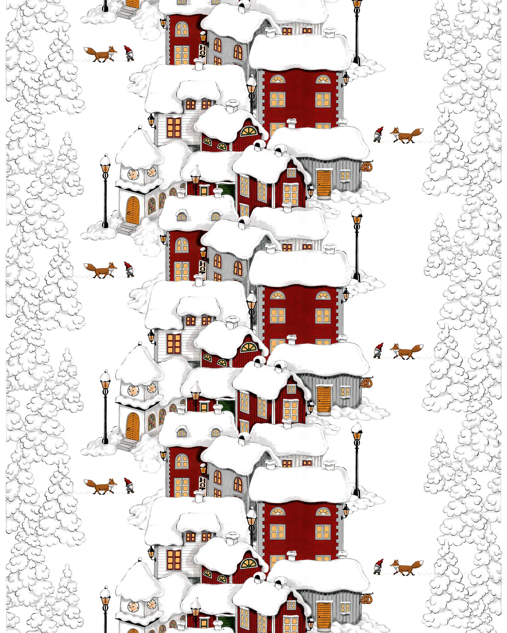 Toile cirée Mikkel, Blanc cassé-gris-rouge Arvidssons Textil