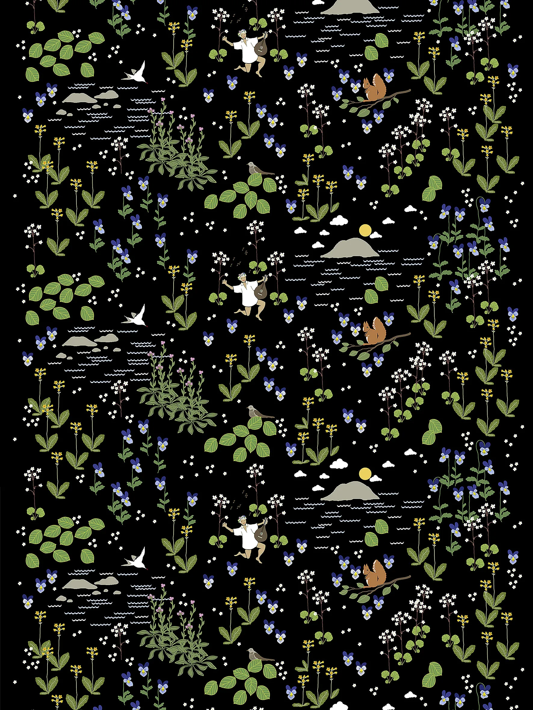 Toile cirée Rönnerdahl, Noir-vert Arvidssons Textil