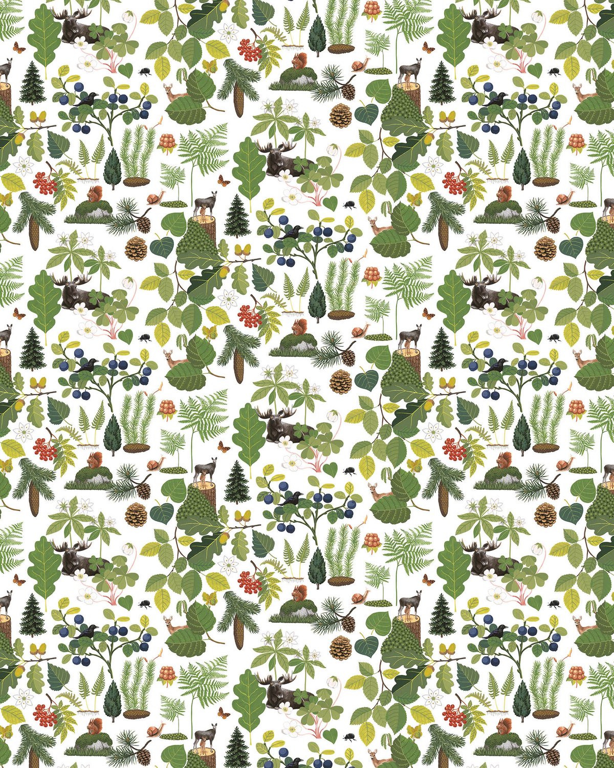 Arvidssons Textil Toile cirée Skogsliv Vert | Design Scandinave | Toiles cirées | Vert