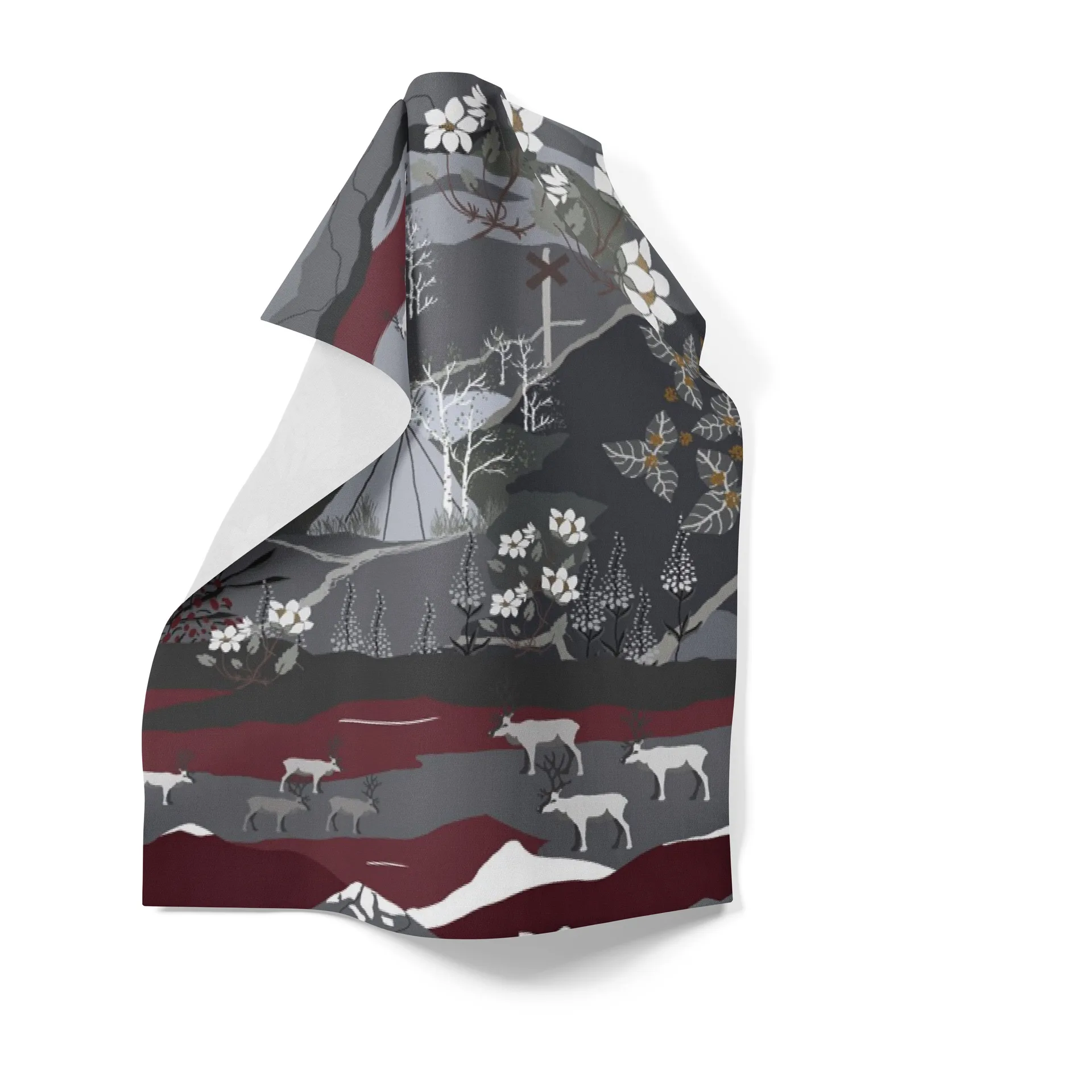 Torchon de cuisine Fjällvandring 46x70 cm, Gris-bordeaux Arvidssons Textil