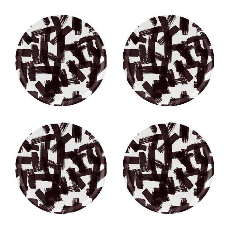 Sous-verres Kryss Ø11 cm lot de 4, Black-white Åry Home
