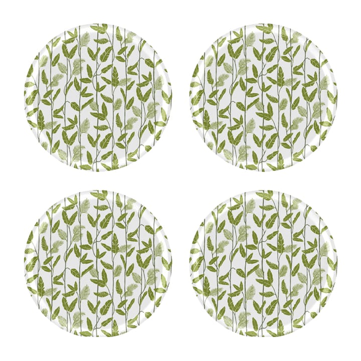 Sous-verres Mougli Green Ø11 cm lot de 4 - Green-white - Åry Home