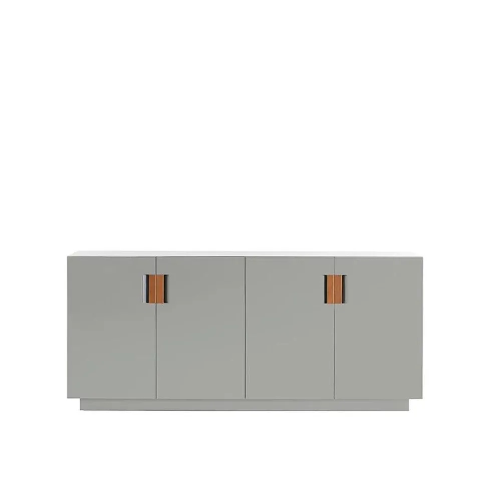 Armoire Frame 160 Low, light grey, portes pliantes, 42 cm, cognac Asplund