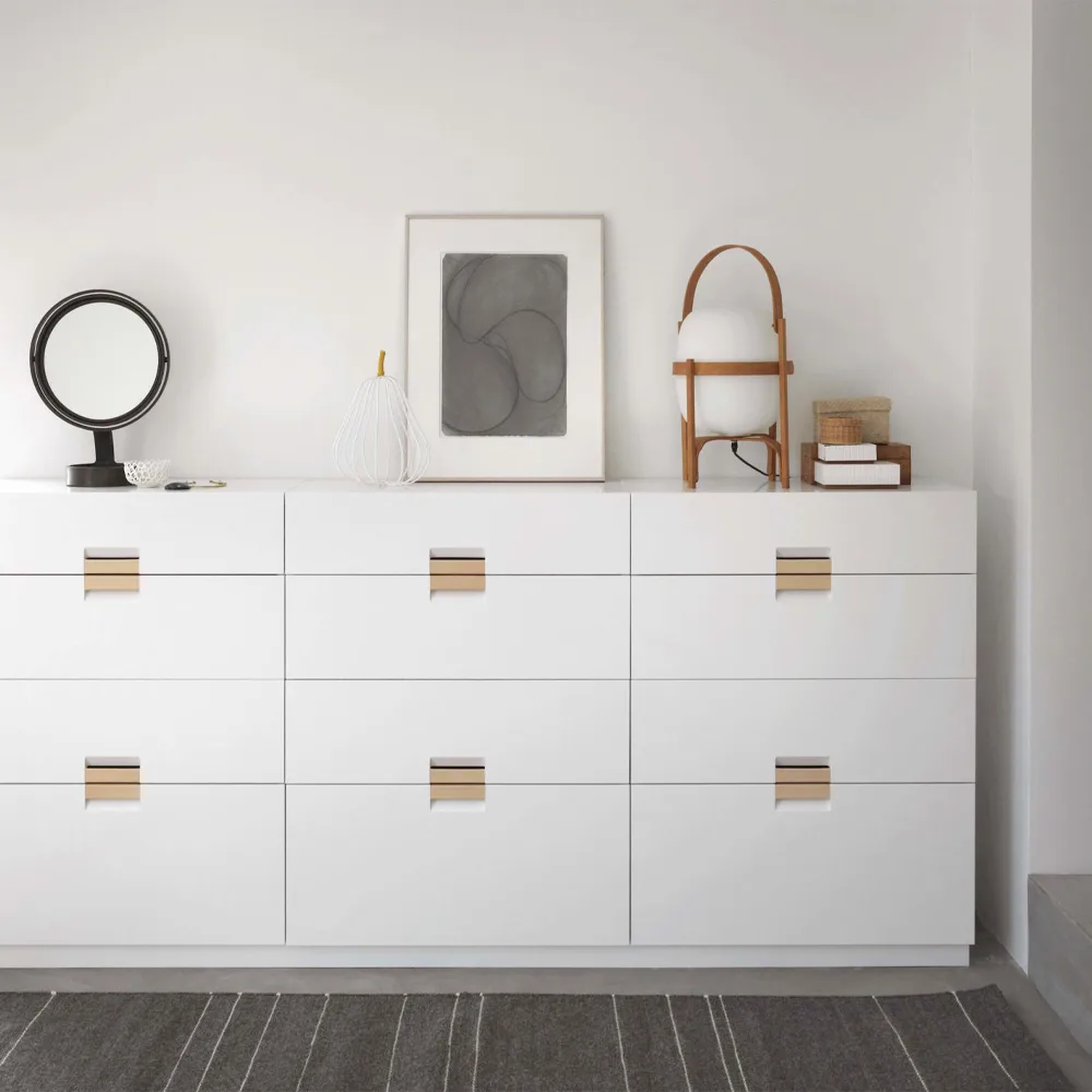 Commode Frame High, white, cuir natural Asplund