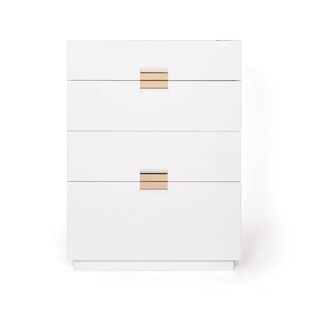 Commode Frame High, white, cuir natural Asplund