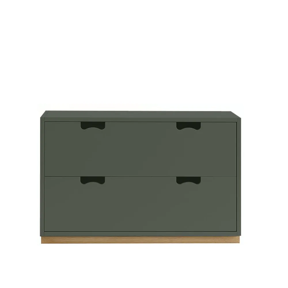 Commode Snö A2, green khaki, support en chêne Asplund