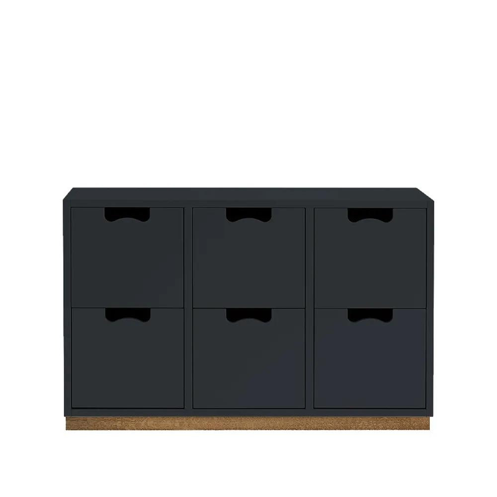 Commode Snö B2, char grey, support en chêne Asplund