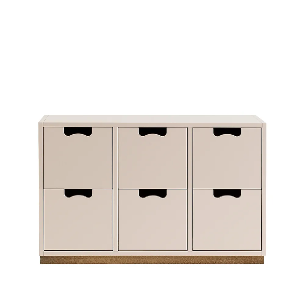 Commode Snö B2, rose, support en chêne Asplund