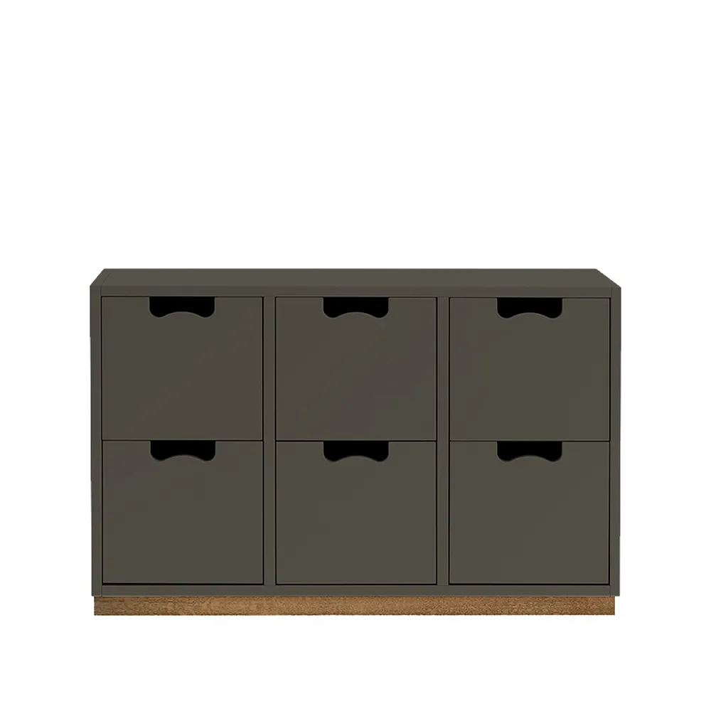 Commode Snö B2, taupe, support en chêne Asplund