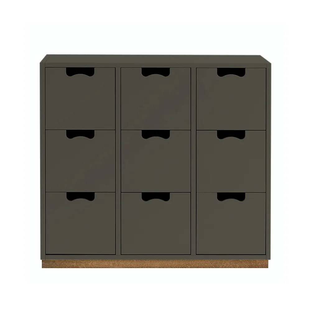 Commode Snö B3, taupe, support en chêne Asplund