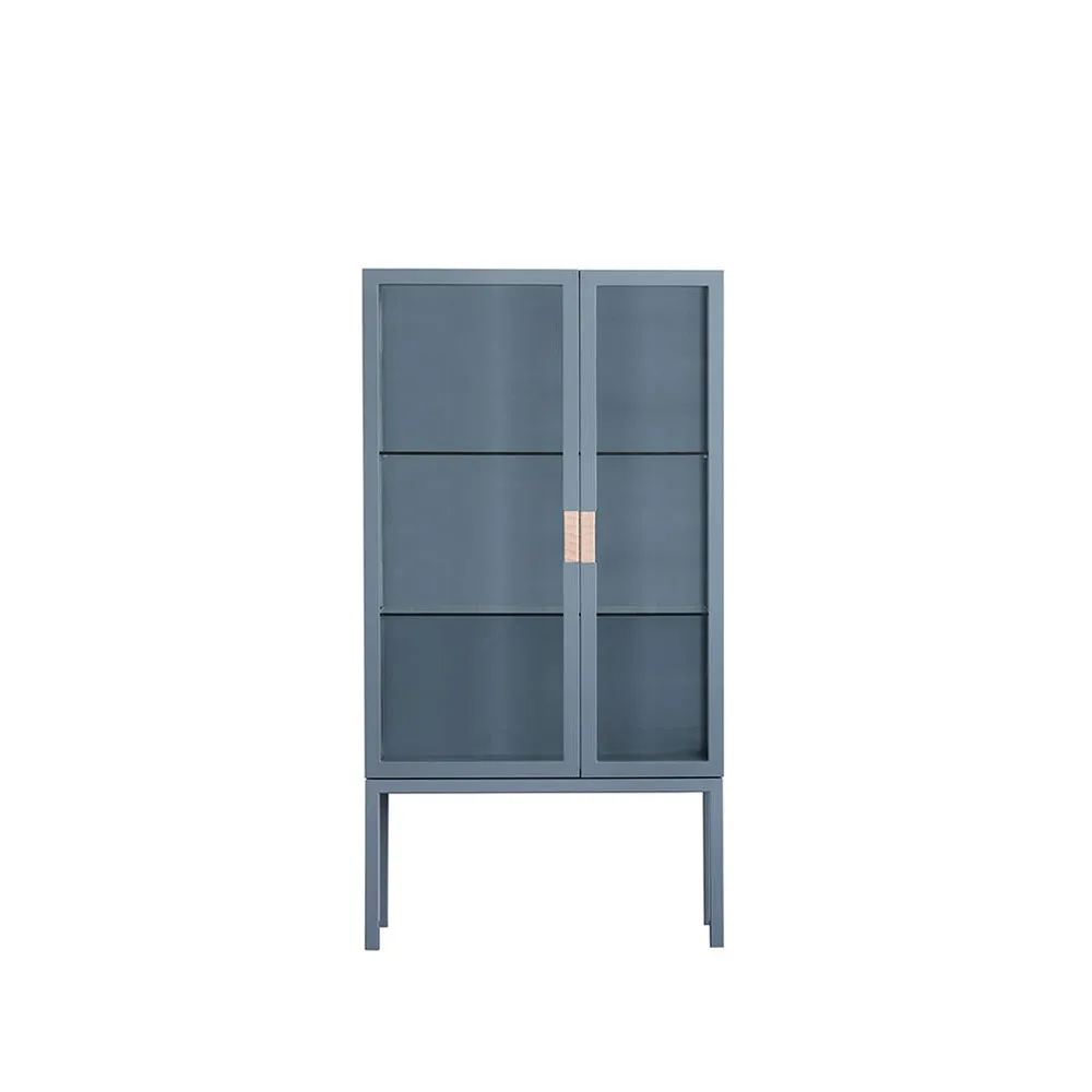 Frame Semi Vitrine, nordic blue, poignée en cuir naturel Asplund