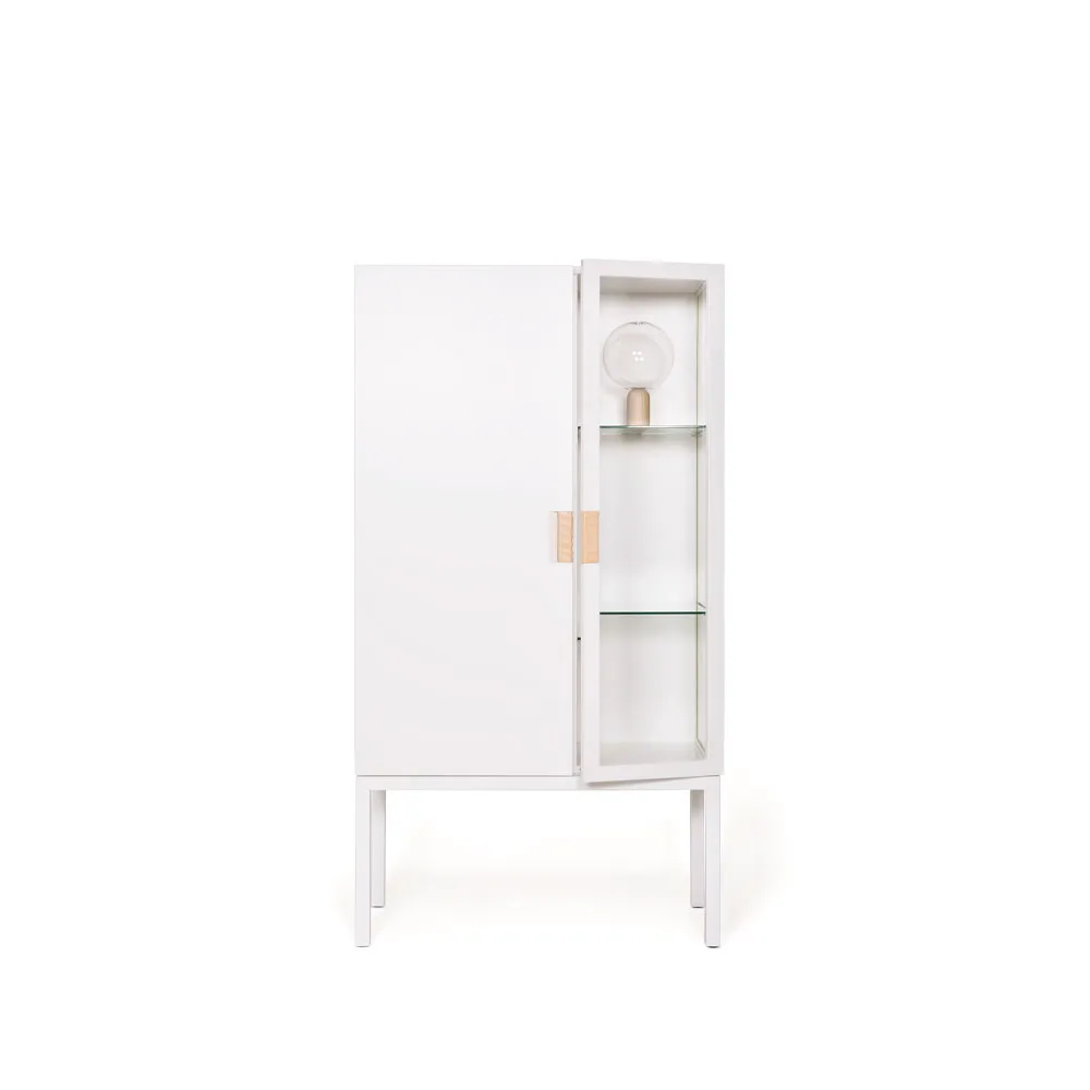 Frame Semi Vitrine, white, cuir natural Asplund
