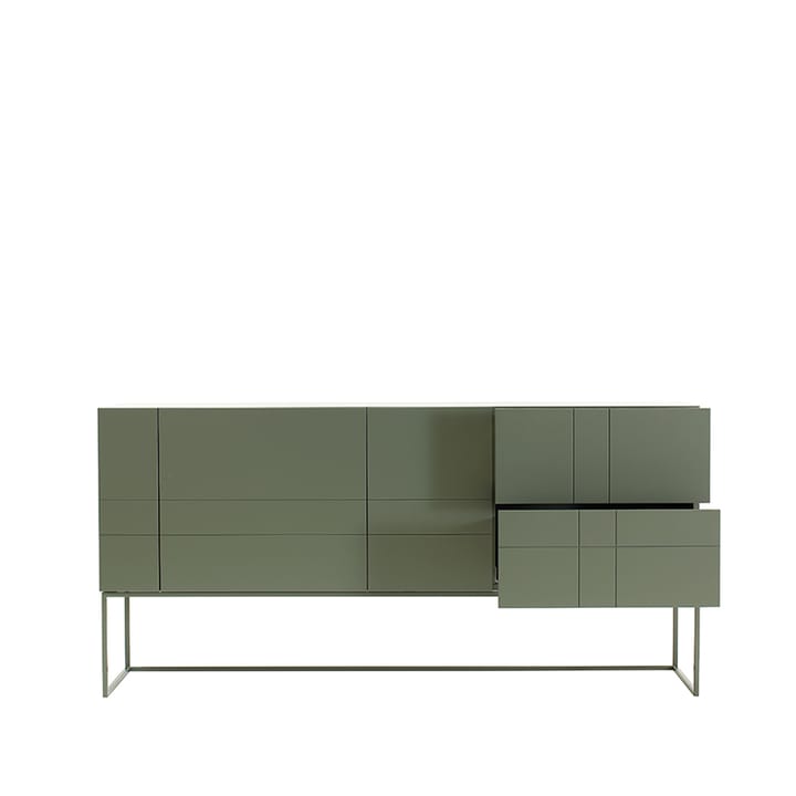 Kilt Light 180 table d'appoint, green khaki, 3 portes, 2 tiroirs Asplund