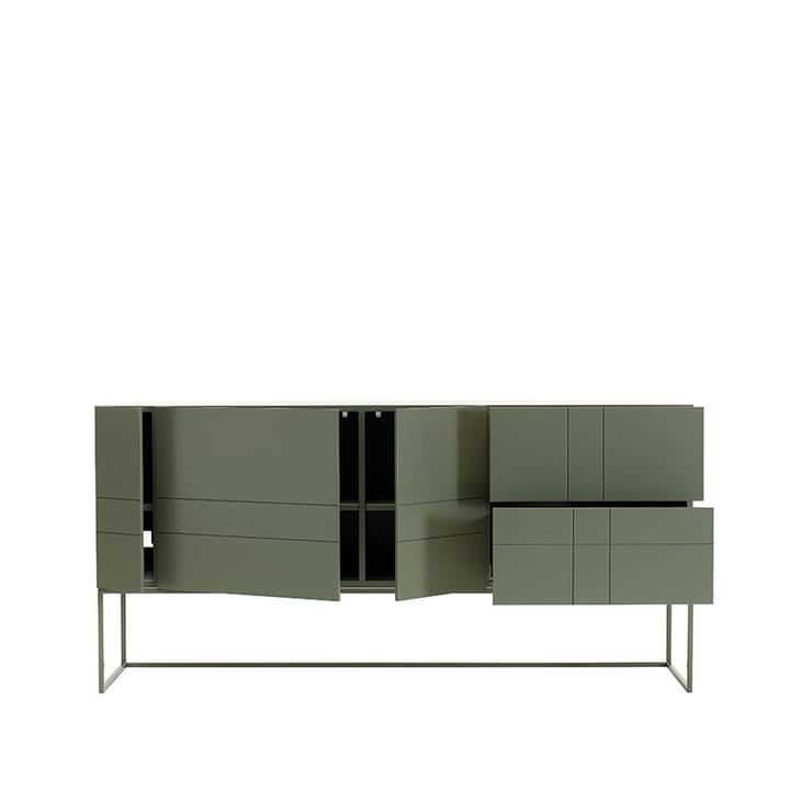 Kilt Light 180 table d'appoint, green khaki, 3 portes, 2 tiroirs Asplund