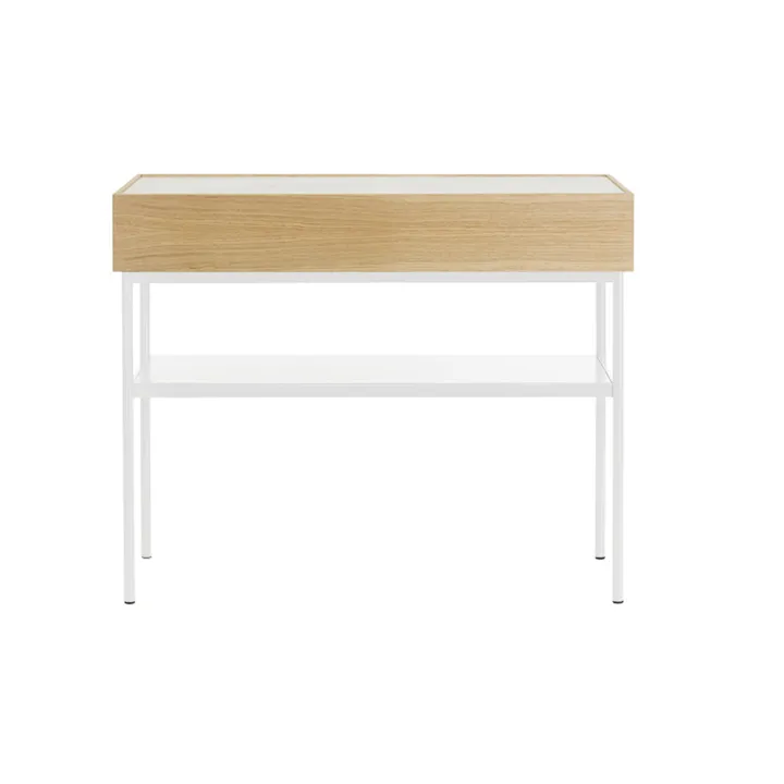 Luc 100 table console - Chêne teinté blanc-plateau en Carrara marbre, P2 - Asplund