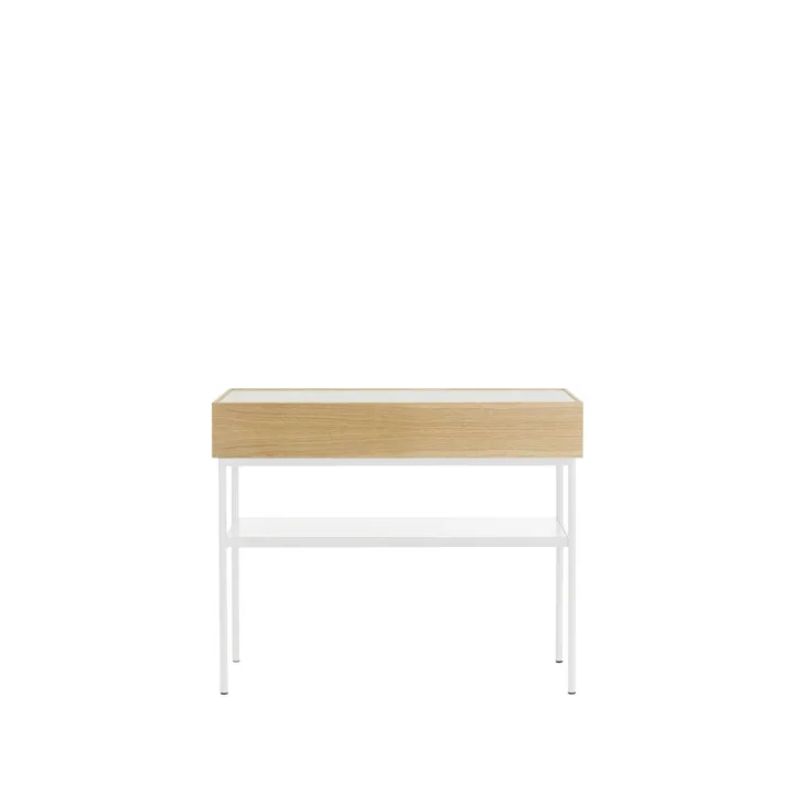 Luc 100 table console - Chêne teinté blanc-plateau en Carrara marbre, P2 - Asplund