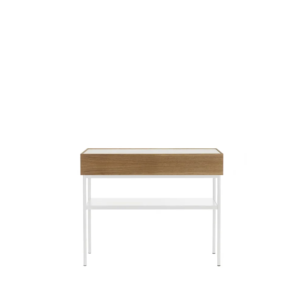 Luc 100 table console, chêne teinté noyer (p4), plateau en marbre Asplund