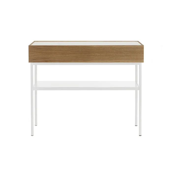 Luc 100 table console - Chêne teinté noyer-plateau en Carrara marbre, P4 - Asplund