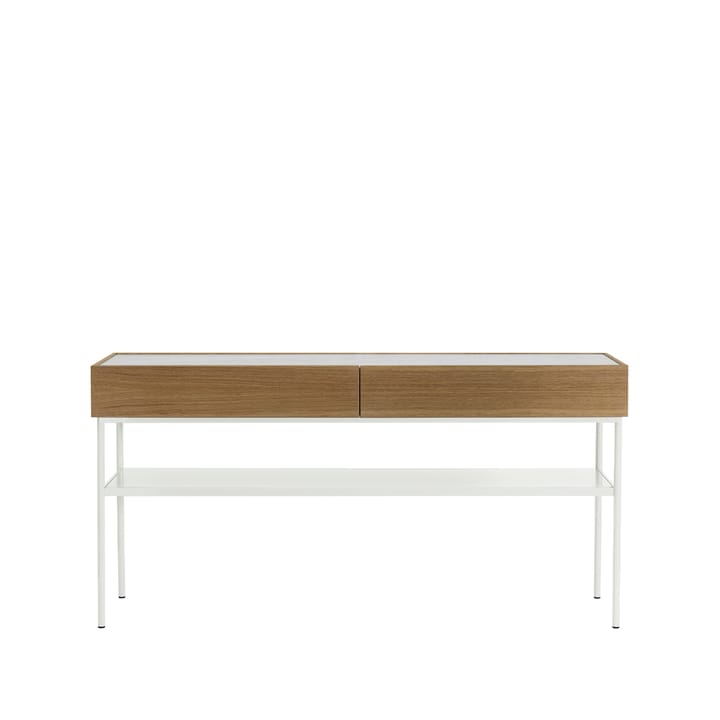 Luc 160 table console - chêne teinté noyer (p4), plateau en marbre, support white - Asplund