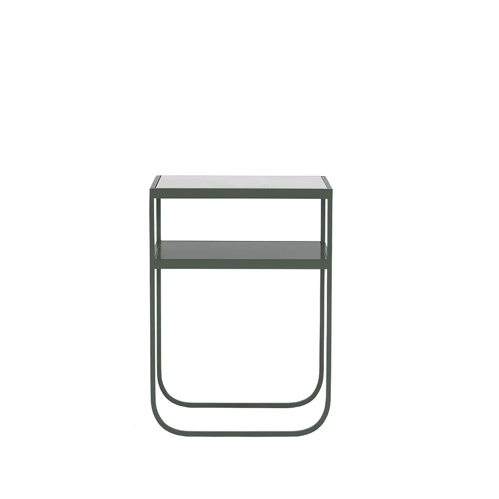 Nati Tati High table console, marbre carrara, support green khaki Asplund