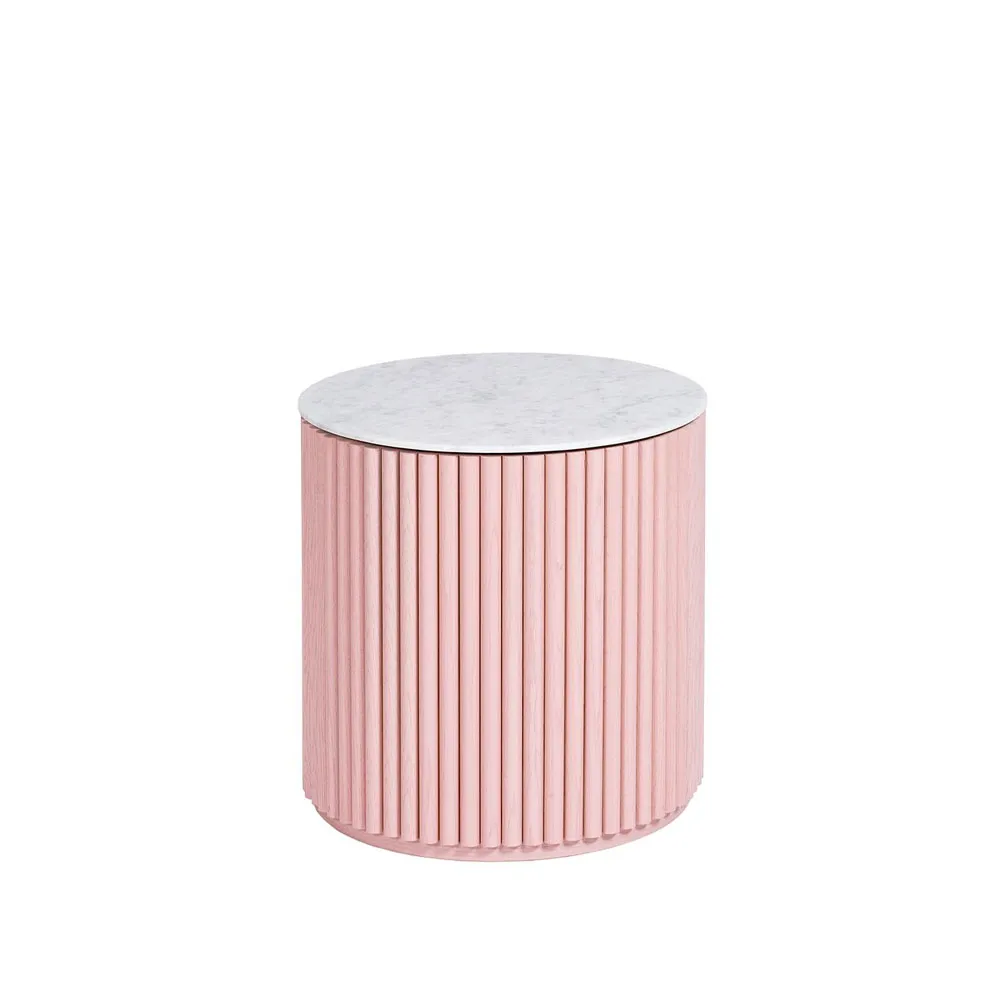 Petit Palais table d'appoint, dusty pink, h42, dessus en marbre carrara Asplund
