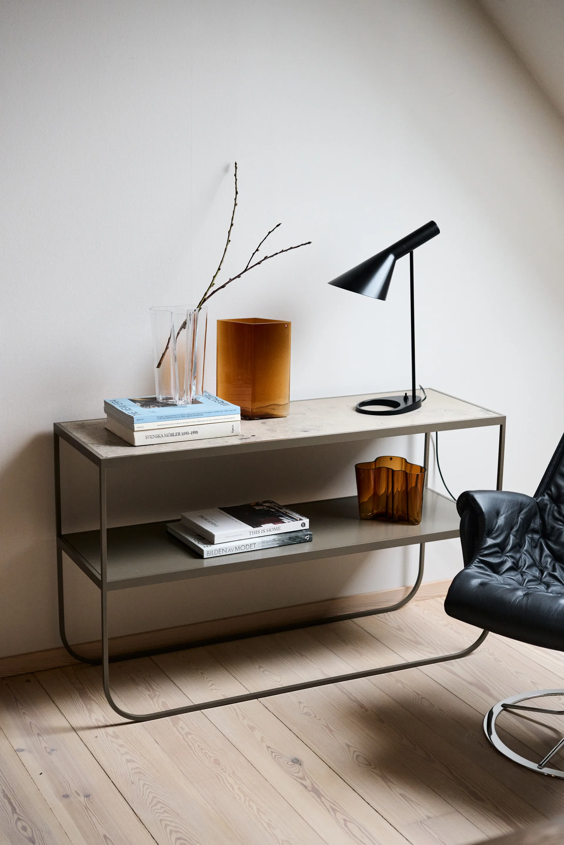 Tati Console 120 table d'appoint, calcaire jura, support nougat, 120 Asplund