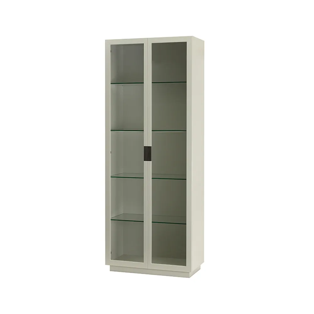 Vitrine Frame XL, light grey, poignée en cuir noir Asplund