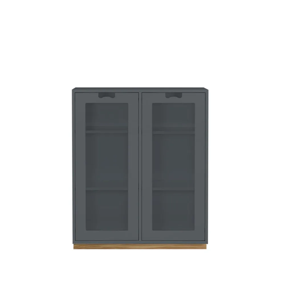 Vitrine Snö E, Storm grey,support en chêne, dj.42 cm Asplund